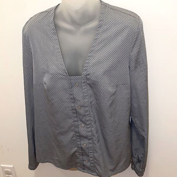 Nife Bluska Polka Dot Top Shirt Blouse Grey Blue size 40 large - Picture 1 of 6